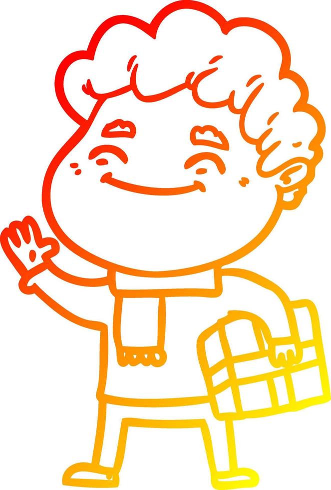 warm gradient line drawing cartoon friendly man vector