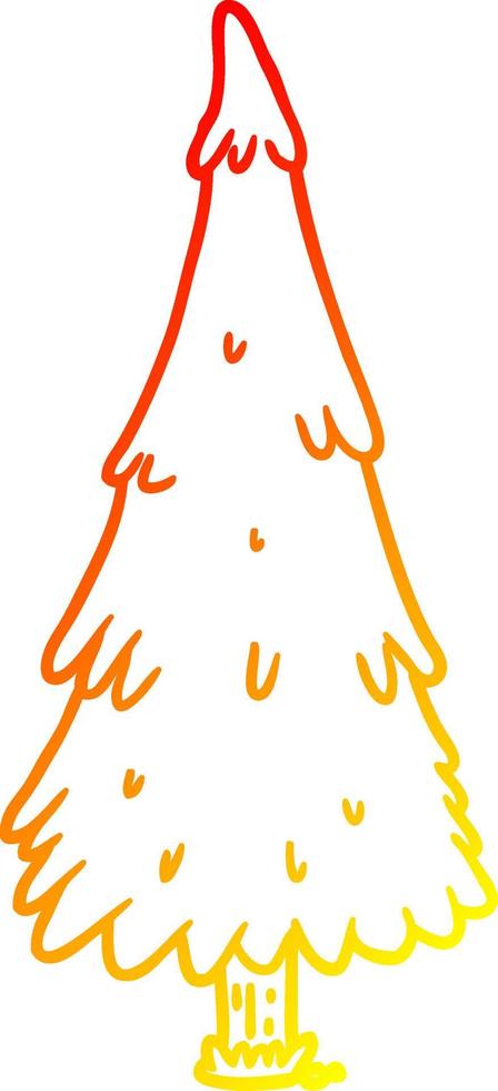 warm gradient line drawing christmas tree vector