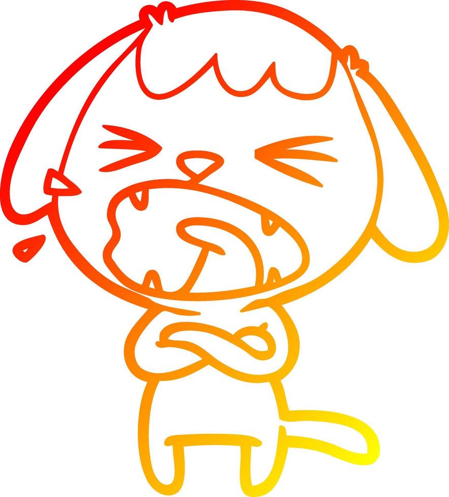 warm gradient line drawing cute cartoon dog vector