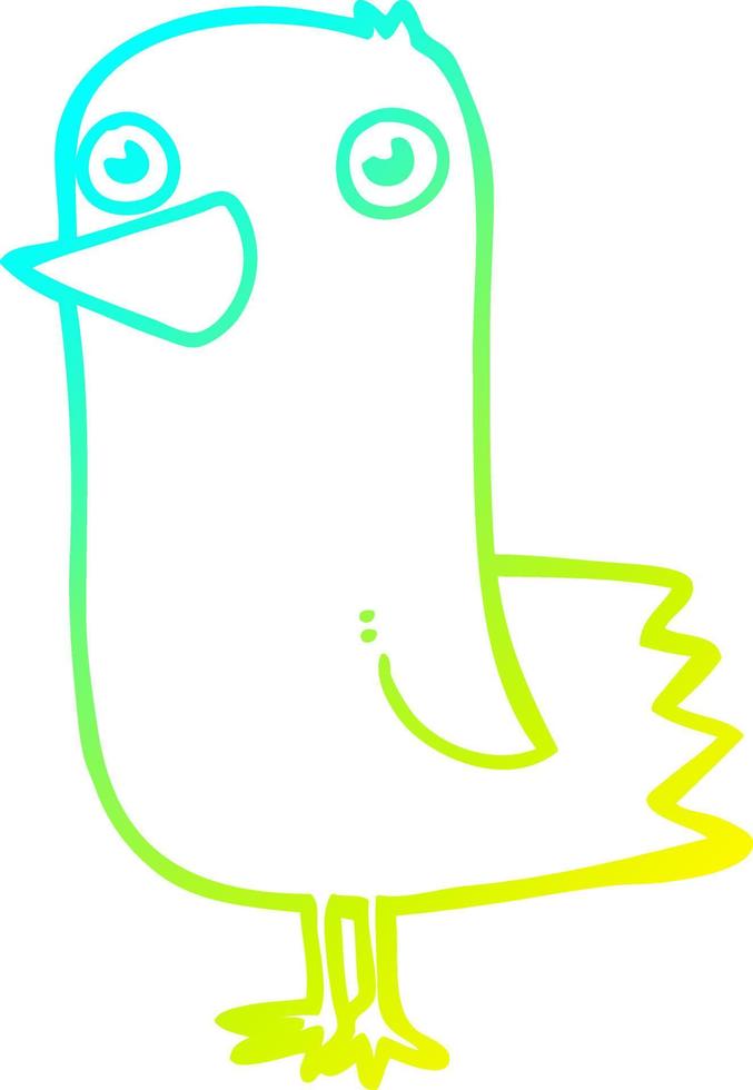 cold gradient line drawing cartoon bird vector