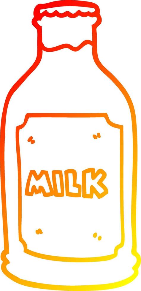 warm gradient line drawing cartoon milk bottle vector