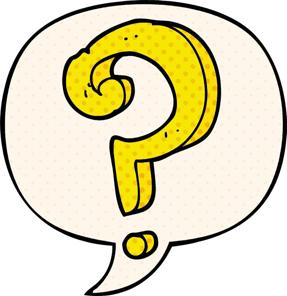 cartoon question mark and speech bubble in comic book style vector