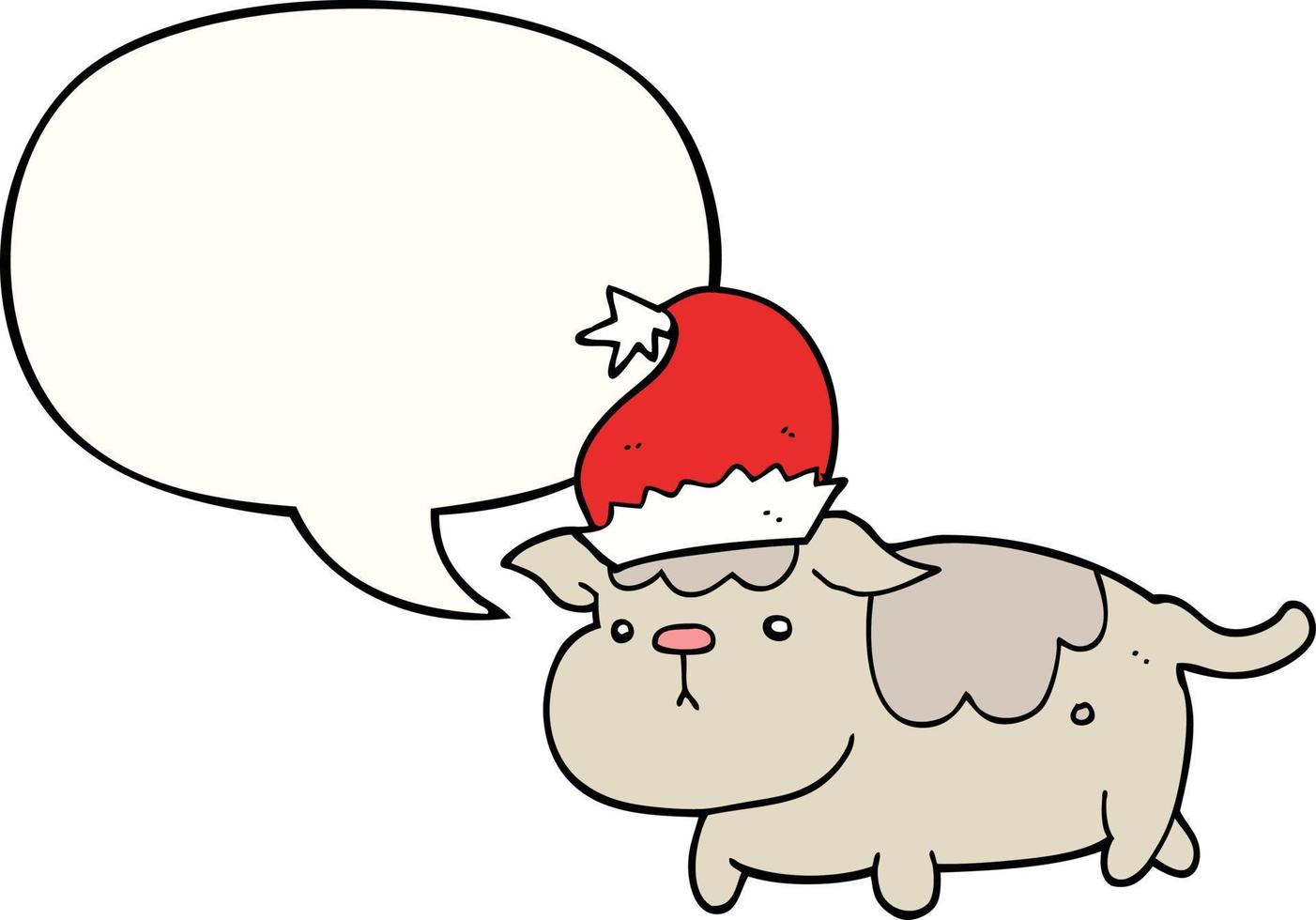 cute christmas dog and speech bubble vector