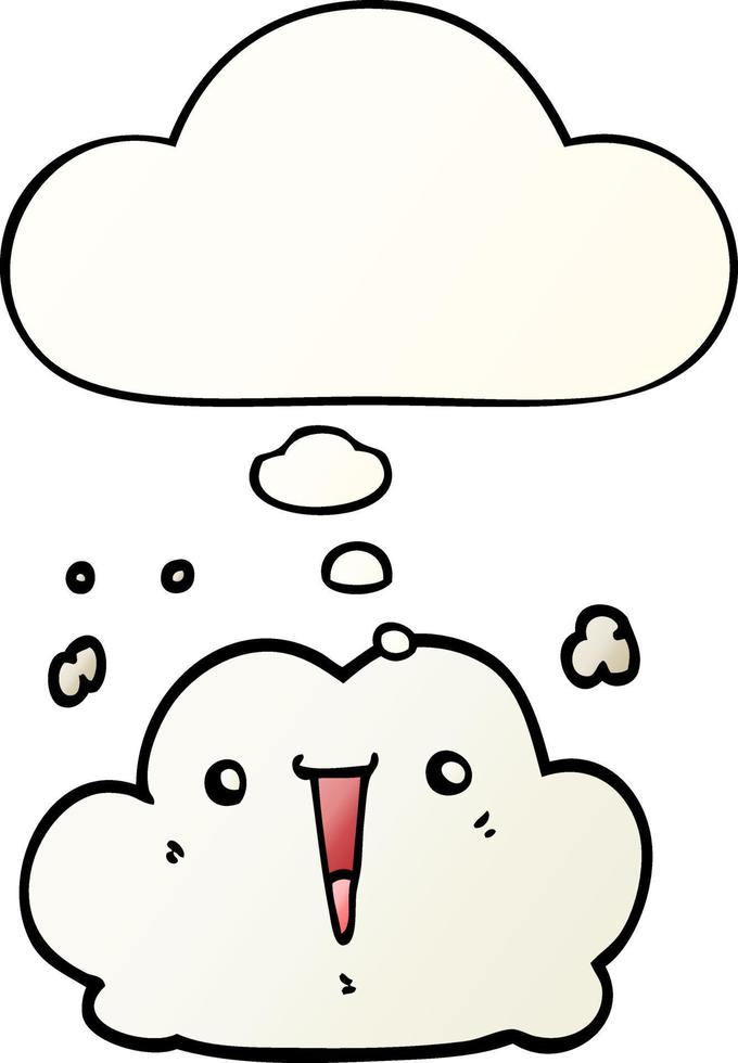 cute cartoon cloud and thought bubble in smooth gradient style vector