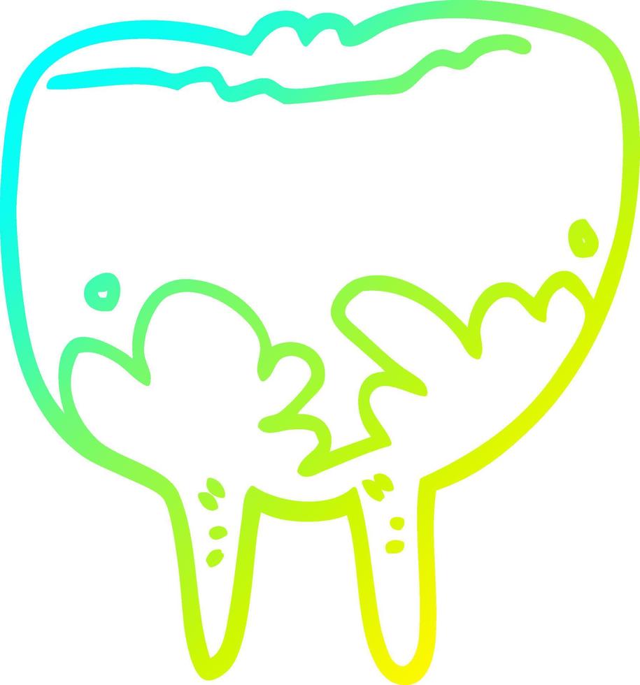 cold gradient line drawing cartoon tooth vector