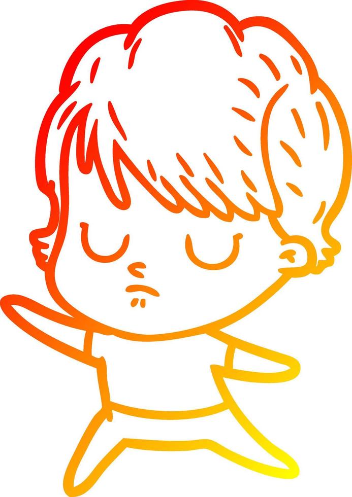 warm gradient line drawing cartoon woman vector