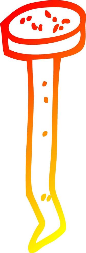 warm gradient line drawing cartoon old nail vector