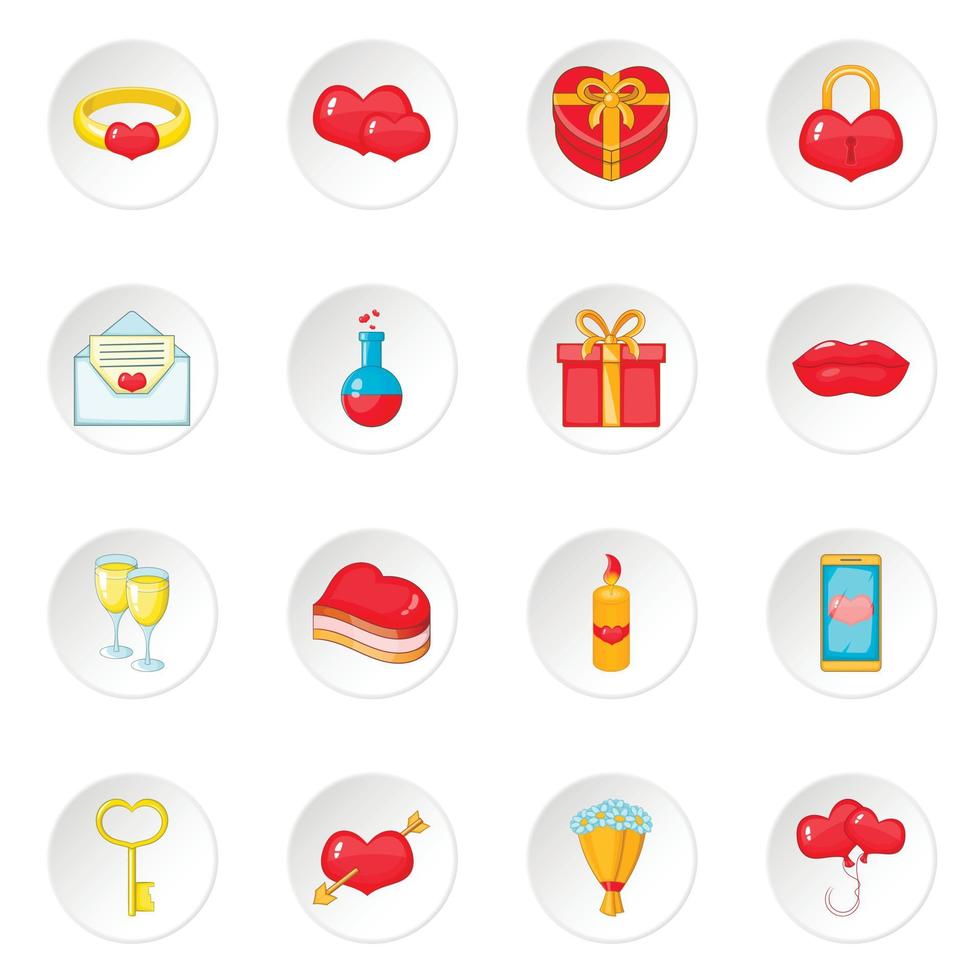 Saint Valentine day icons set vector