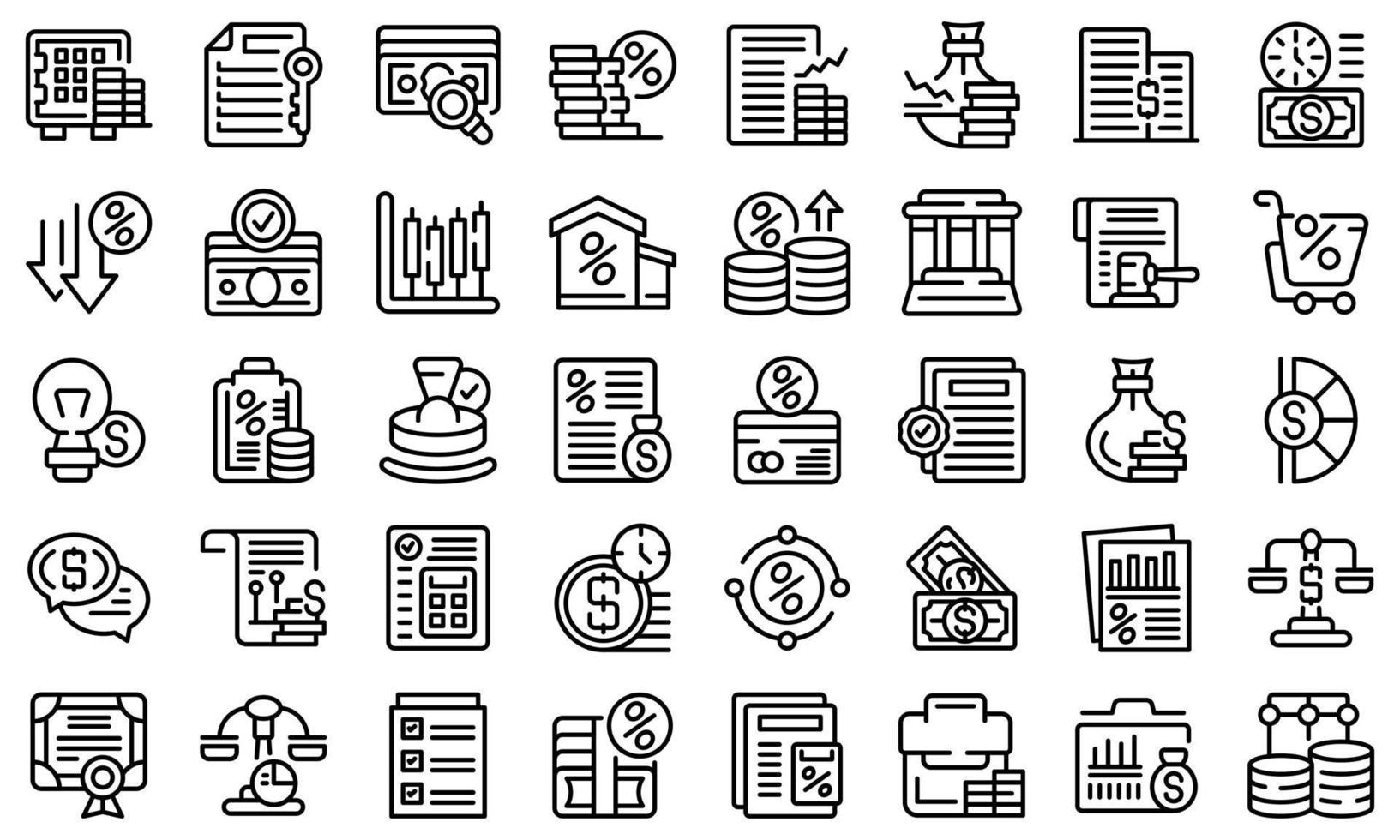 Lender icons set outline vector. Money borrow vector