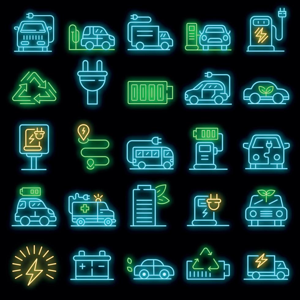 Electrical refueling icons set vector neon