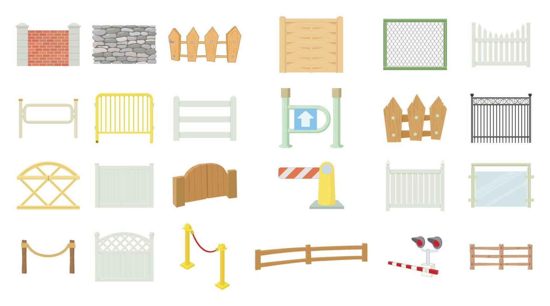 Barrier icon set, cartoon style vector