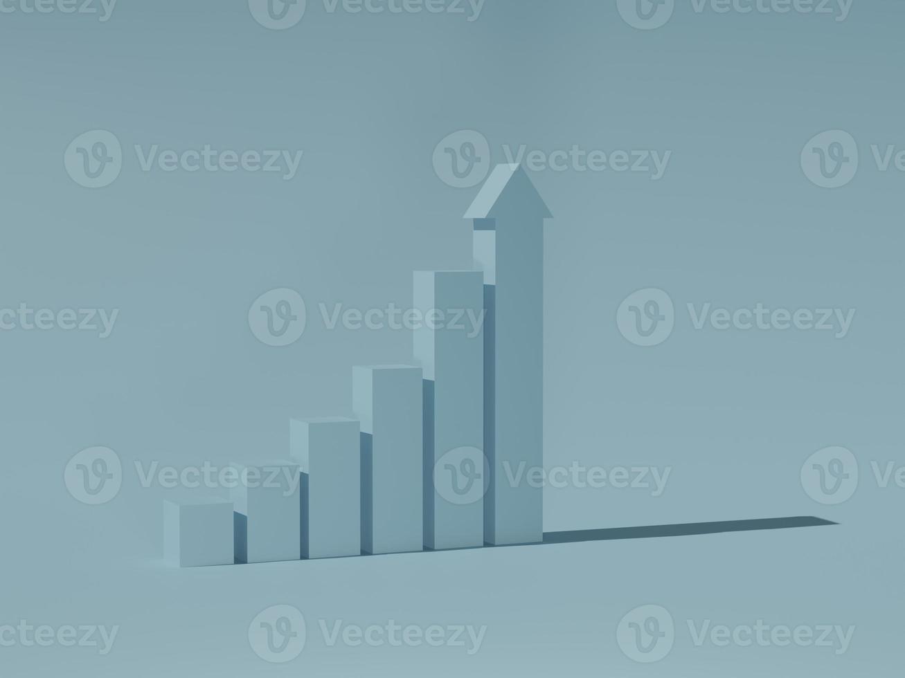 paso de la escalera del gráfico al éxito. concepto de desarrollo empresarial para el éxito y el crecimiento. representación 3d, ilustración 3d foto