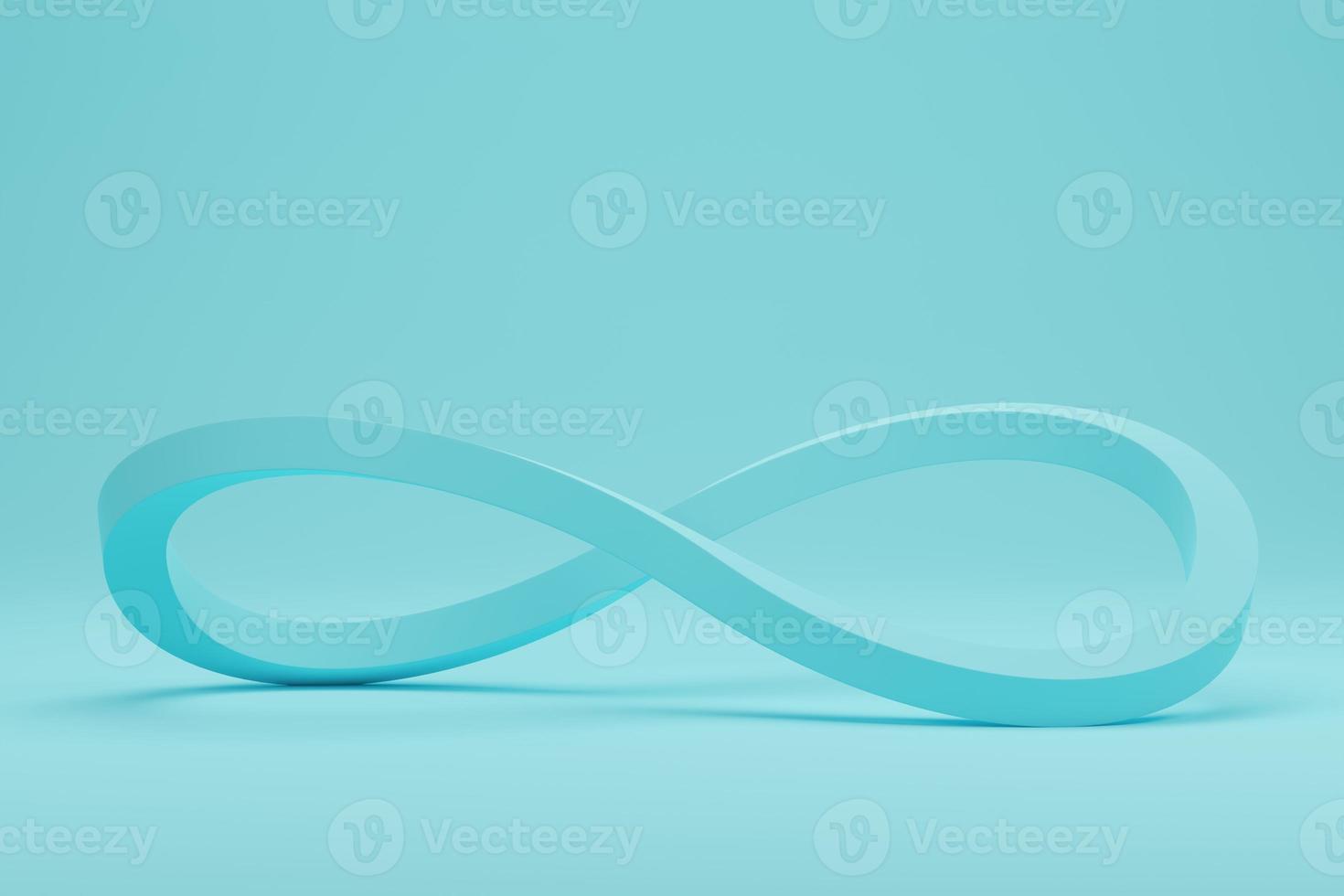 Symbol infinity on blue pastel color background. 3d rendering, 3d illustration photo