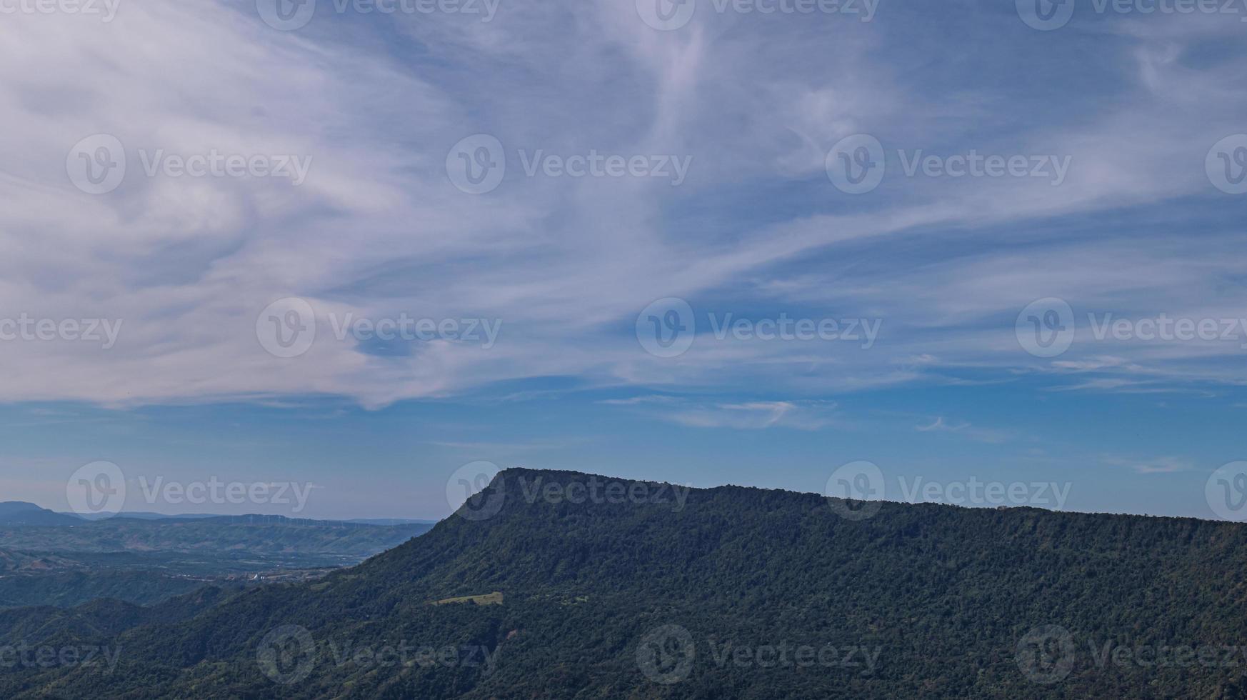 Landscape green mountains and beautiful sky clouds under the blue sky. tropical forest of thailand photo