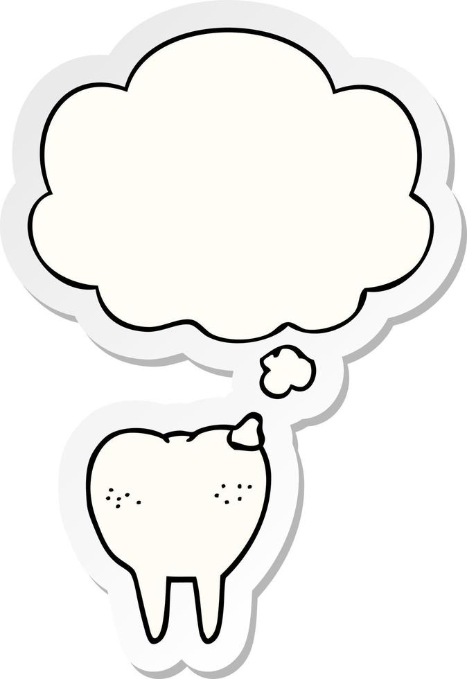 cartoon tooth and thought bubble as a printed sticker vector