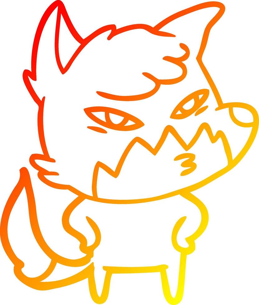 warm gradient line drawing clever cartoon fox vector