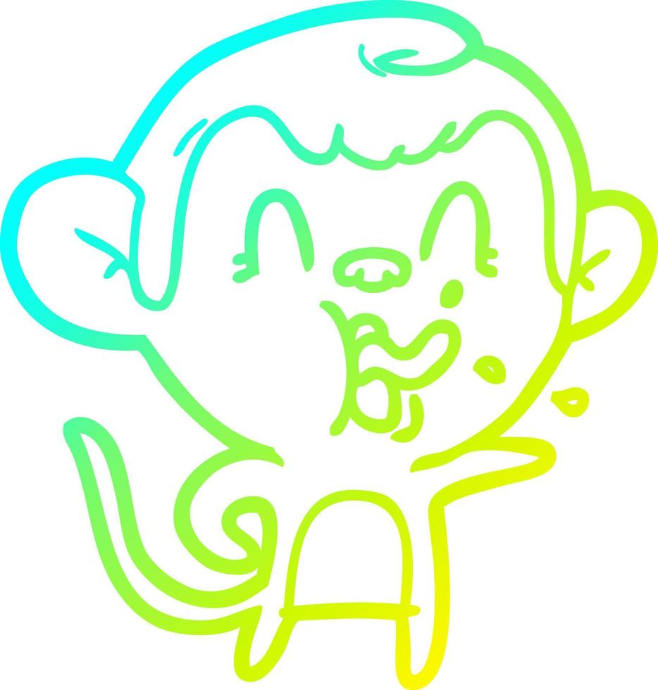 cold gradient line drawing crazy cartoon monkey vector