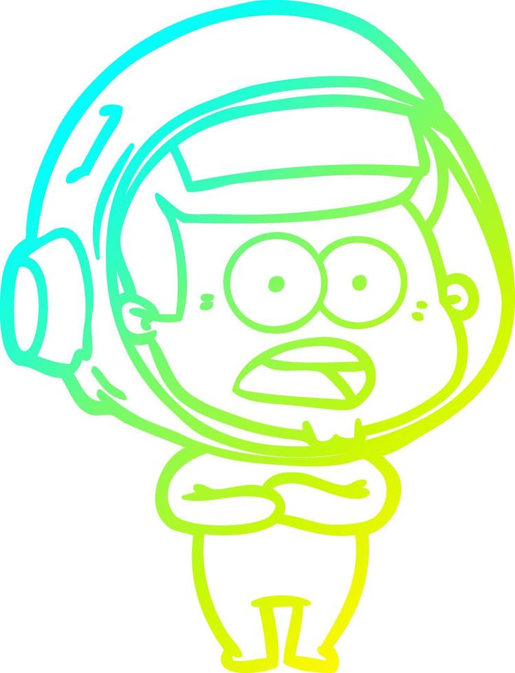 cold gradient line drawing cartoon surprised astronaut vector
