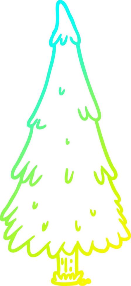 cold gradient line drawing christmas tree vector