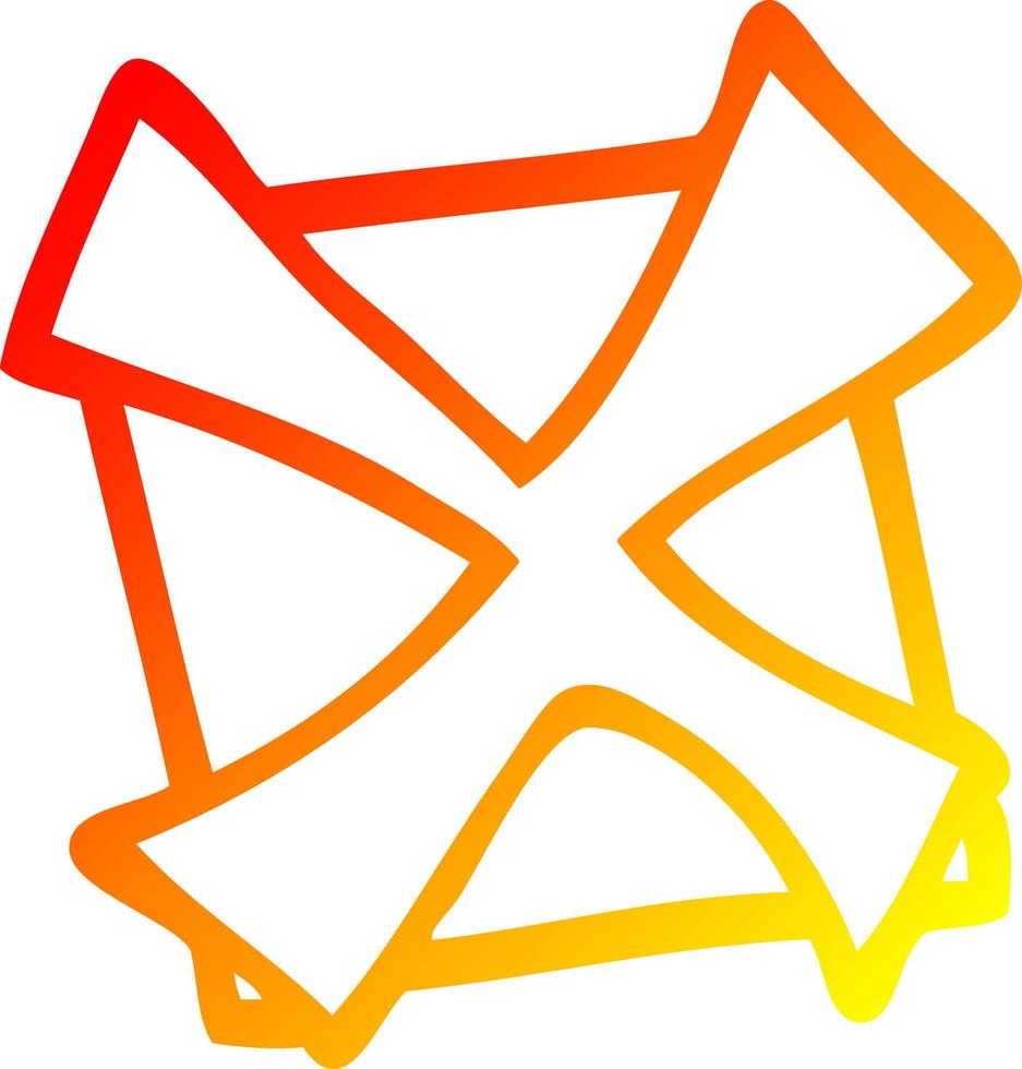 warm gradient line drawing cartoon cross mark vector