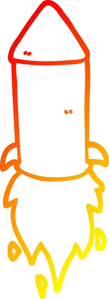 warm gradient line drawing cartoon rocket vector