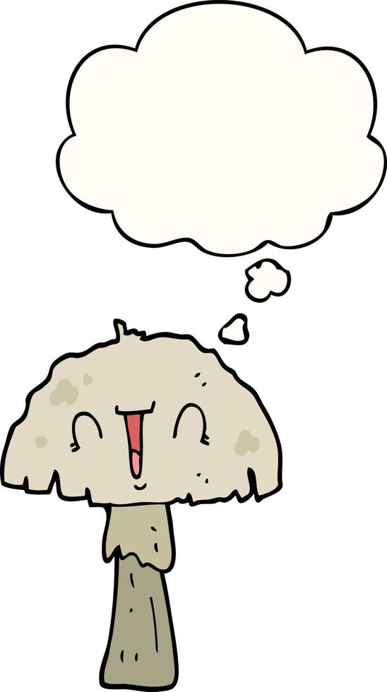 cartoon mushroom and thought bubble vector