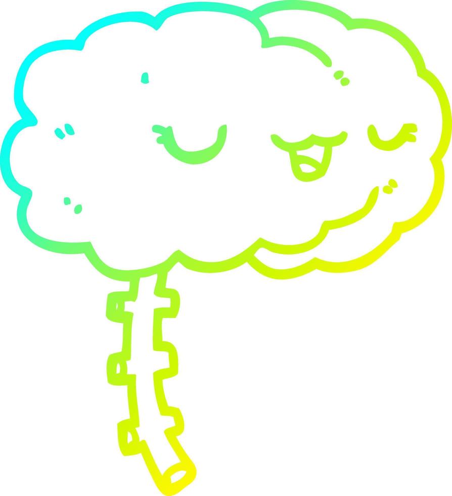 cold gradient line drawing happy cartoon brain vector