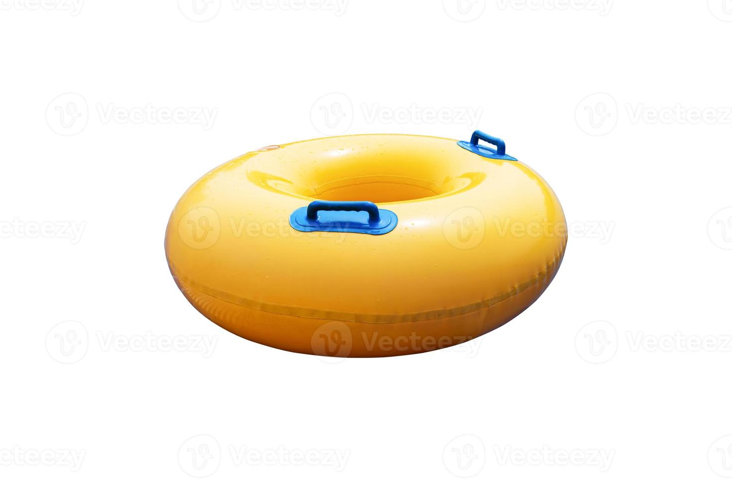 Yellow inflatable rings isolated on white background include clipping path. Summer holidays photo