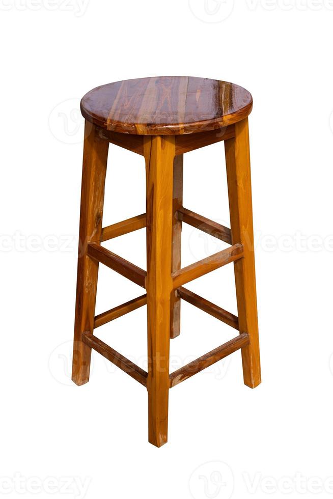 Wood bar chair isolated on white background include clipping path. Wooden stool. photo