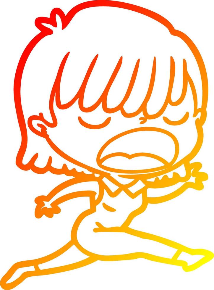 warm gradient line drawing cartoon woman talking loudly vector