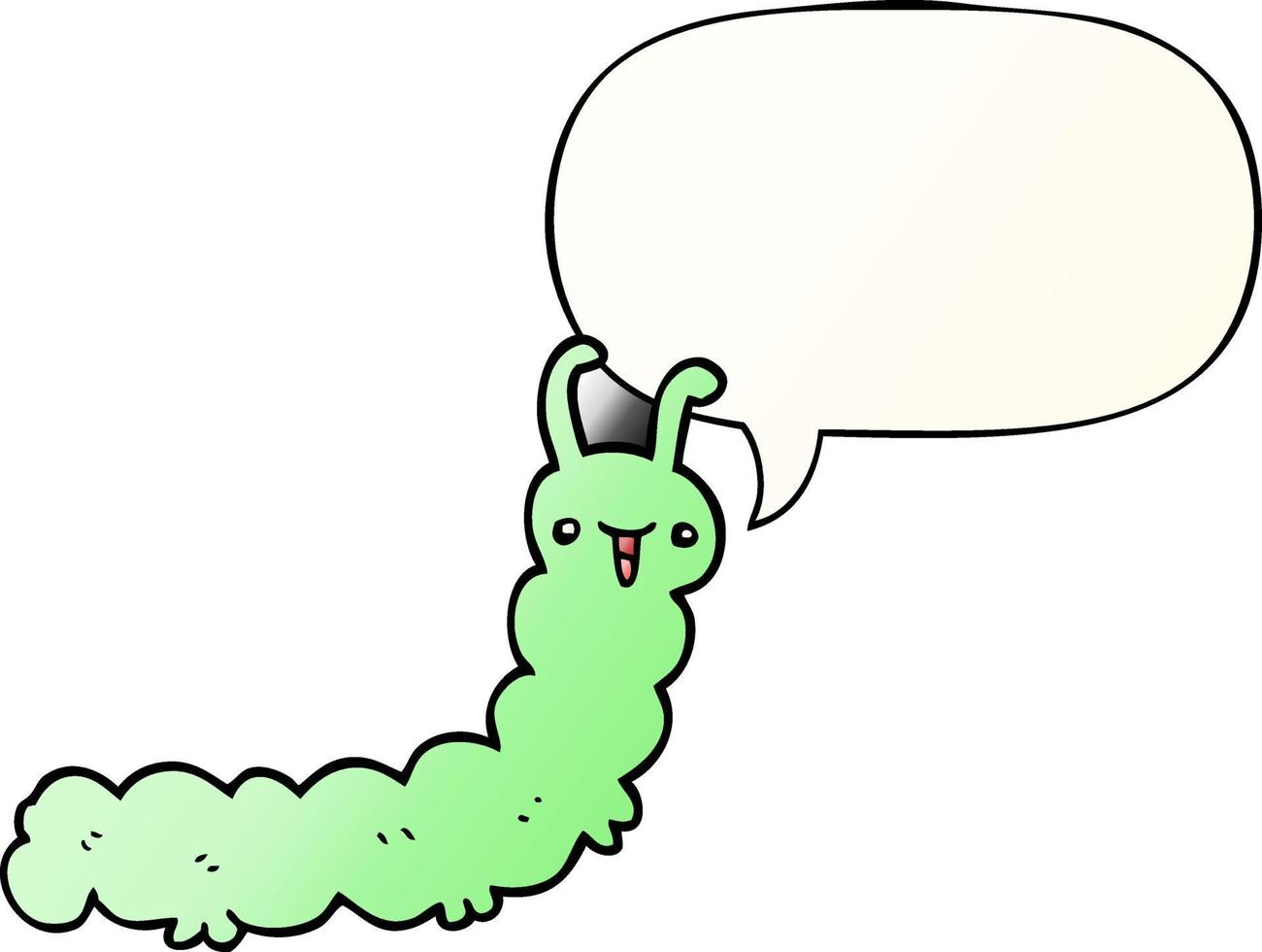 cartoon caterpillar and speech bubble in smooth gradient style vector