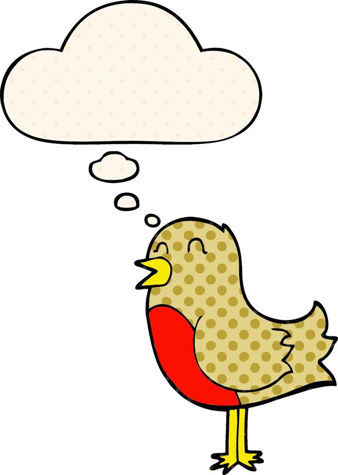 cartoon bird and thought bubble in comic book style vector