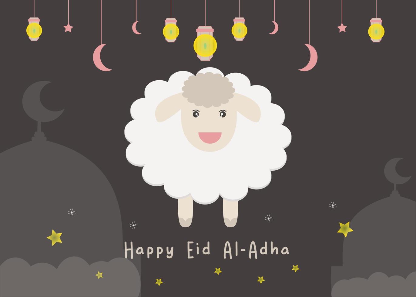 Cute Sheep Vector Illustration fit for Happy Eid Al-Adha Mubarak Background