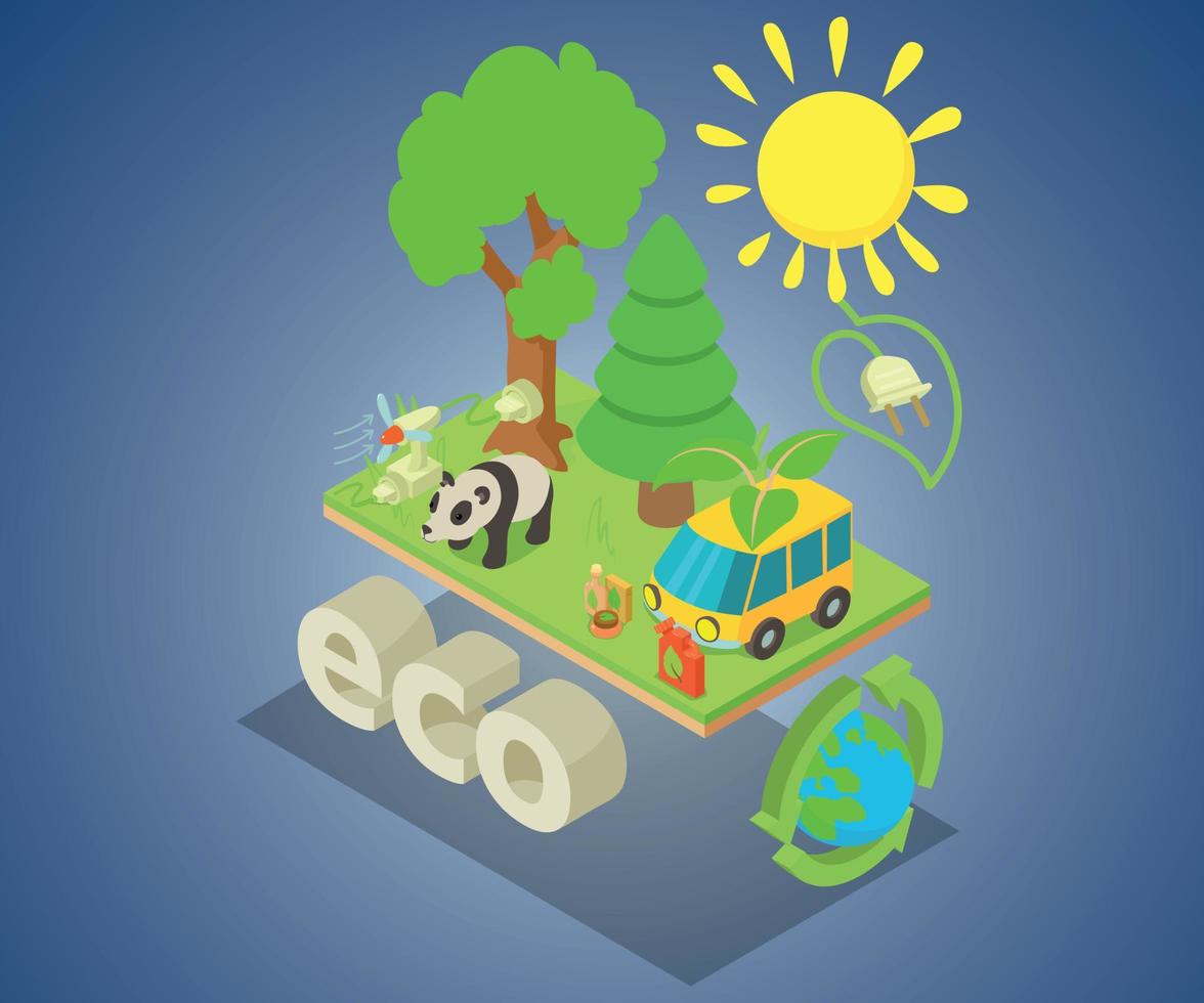 Eco concept banner, isometric style vector