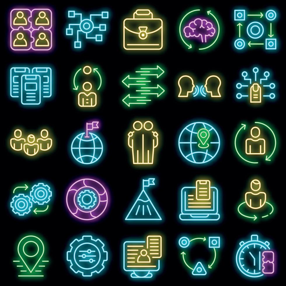 conjunto de iconos de adaptación neón vectorial vector