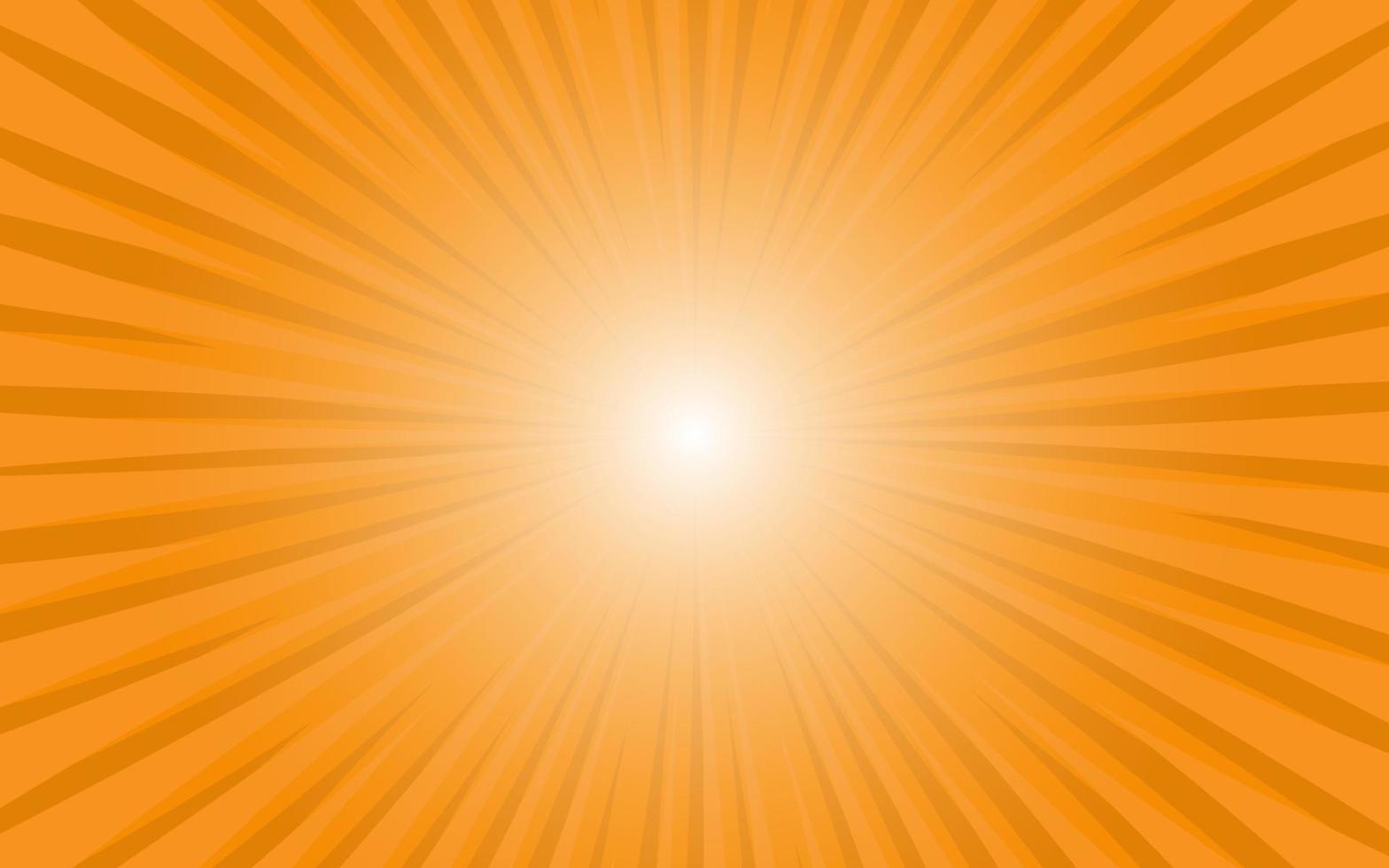 rayos de sol estilo retro vintage sobre fondo naranja, fondo de patrón cómico de rayos de sol. rayos ilustración de vector de banner de verano