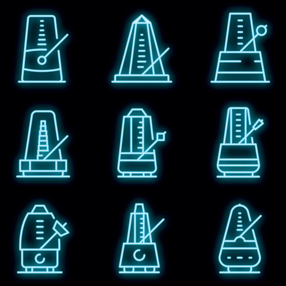 Metronome icons set vector neon