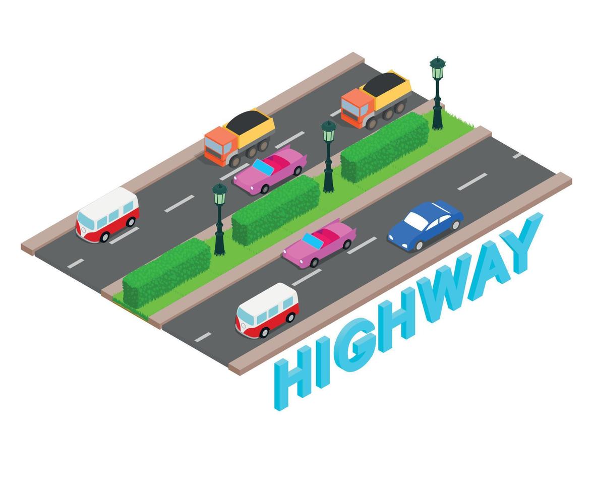 banner de concepto de carretera, estilo isométrico vector