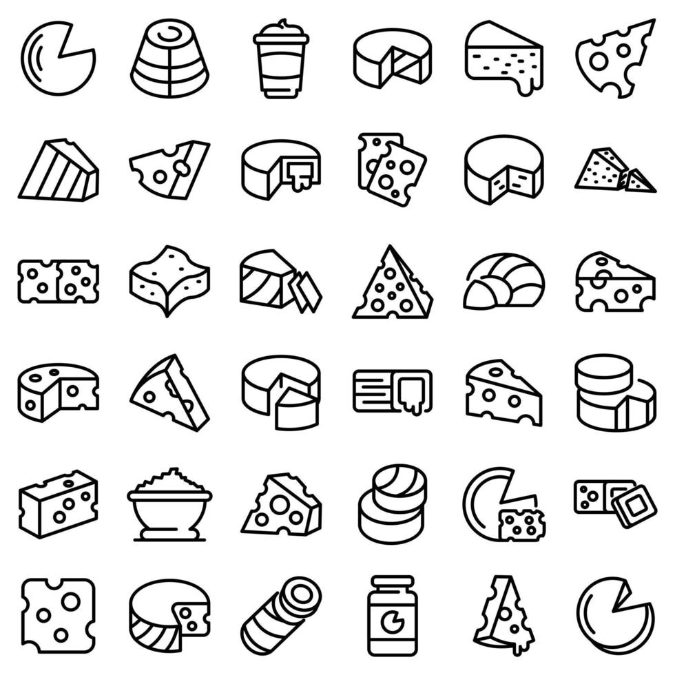 Cheese icons set, outline style vector