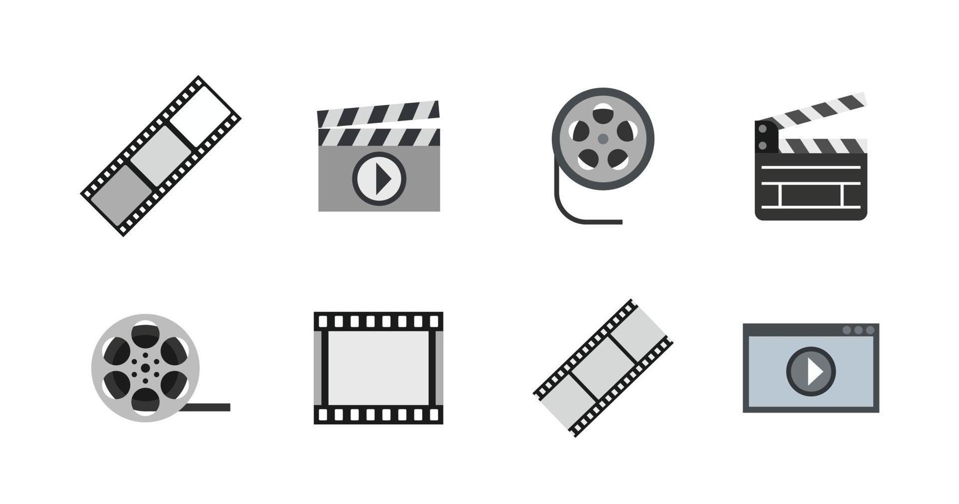 conjunto de iconos de archivo de video, estilo plano vector
