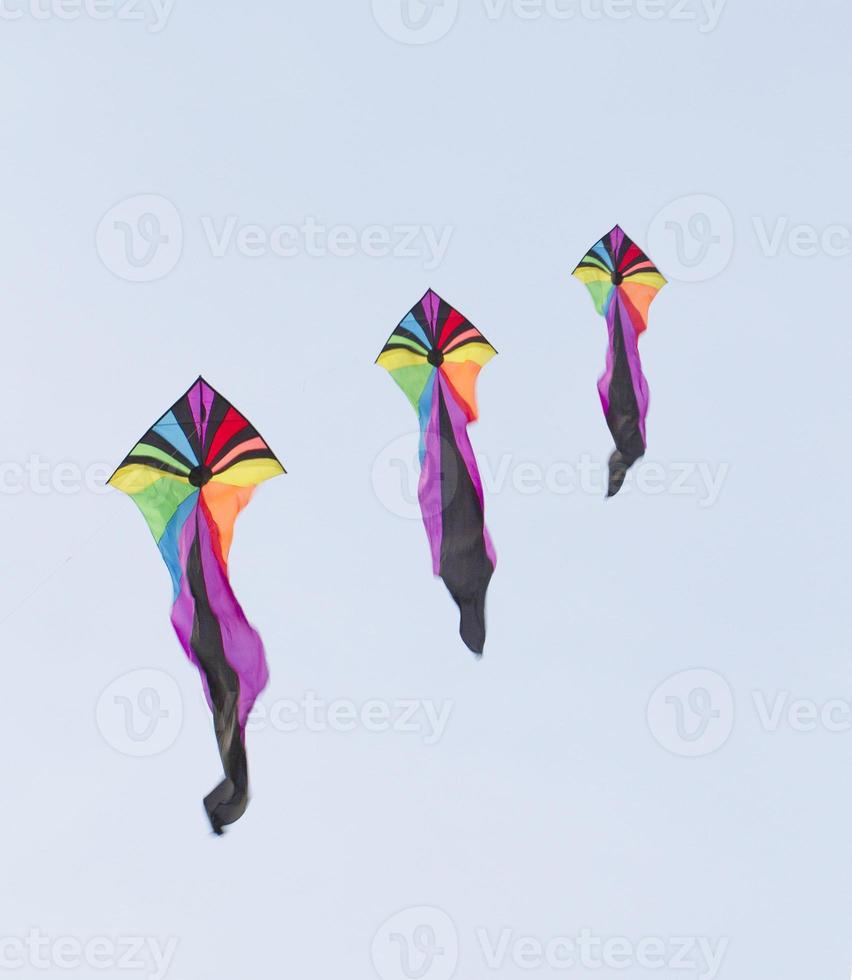 Colorful kite with blue sky background photo