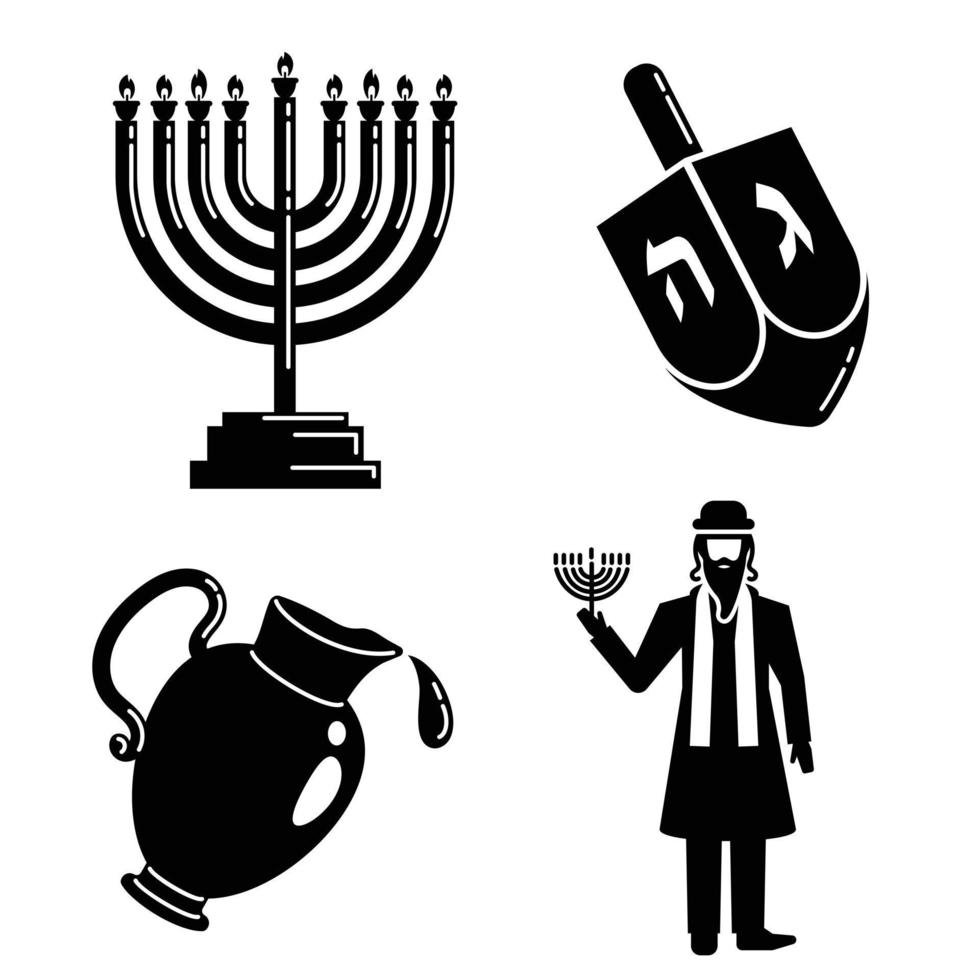 conjunto de iconos de hanukkah, estilo simple vector