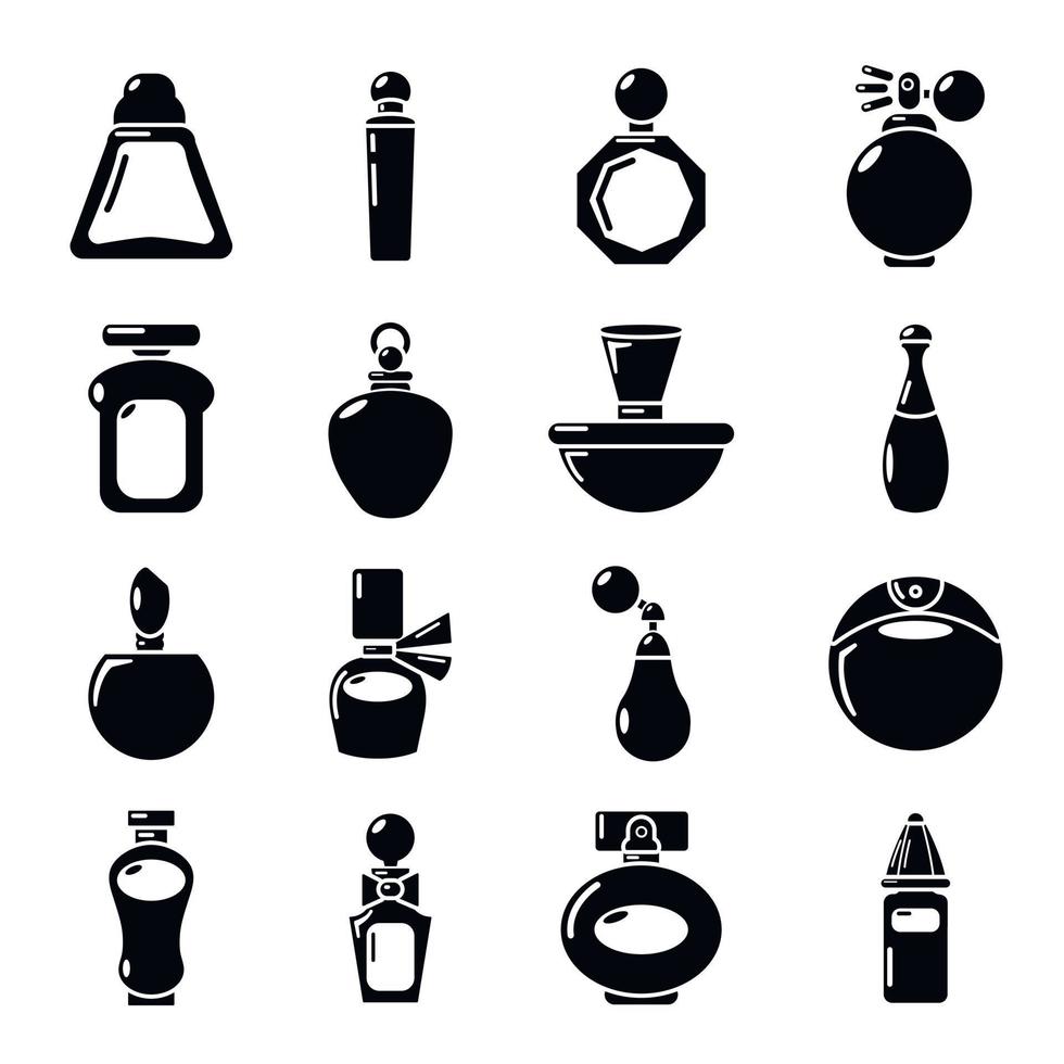 Perfume bottle icons set, simple style vector