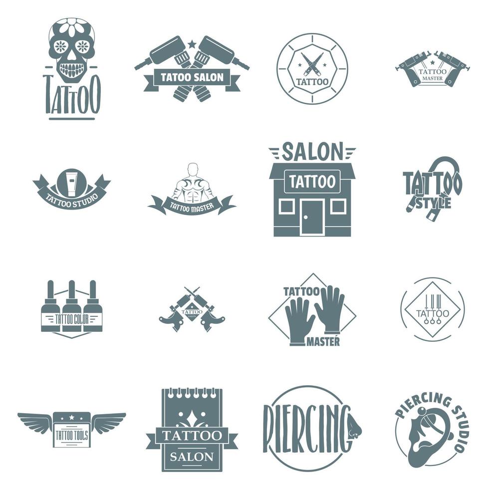 Tattoo logo icons set, simple style vector