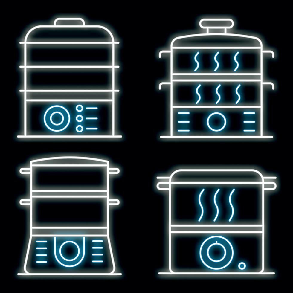 Steamer icons set vector neon