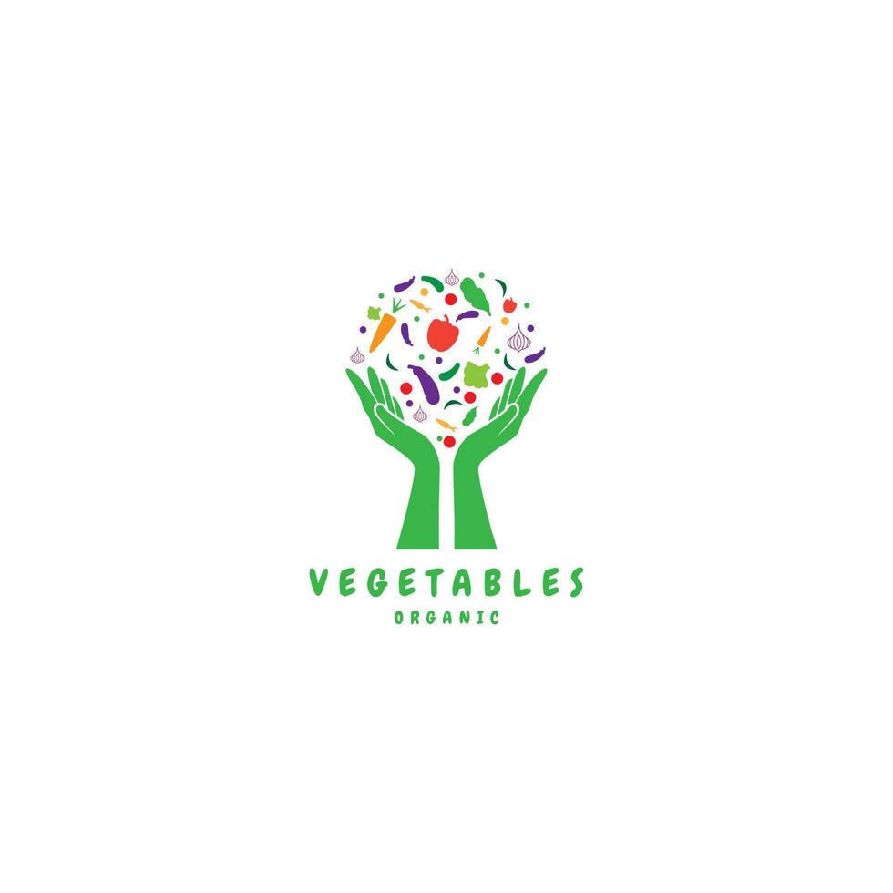 Vector logo design template with vegetable icons in abstract linear style for organic shop  health food shop or vegetarian cafe