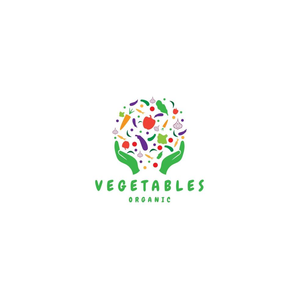 Vegetable vector logo in abstract linear style for organic shop  health food shop or vegetarian cafe illustration design