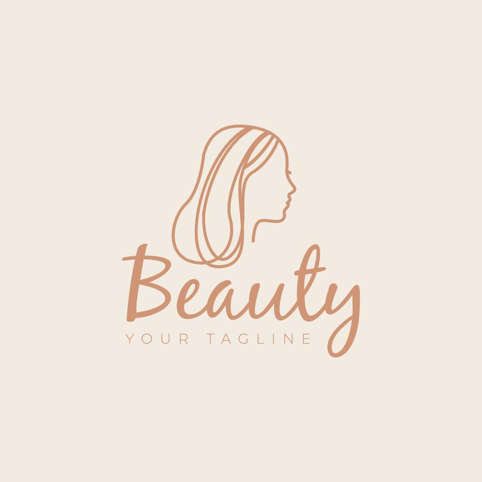 Beautiful women fashion logo. Linear style Abstract Gold vector template design icon illustration