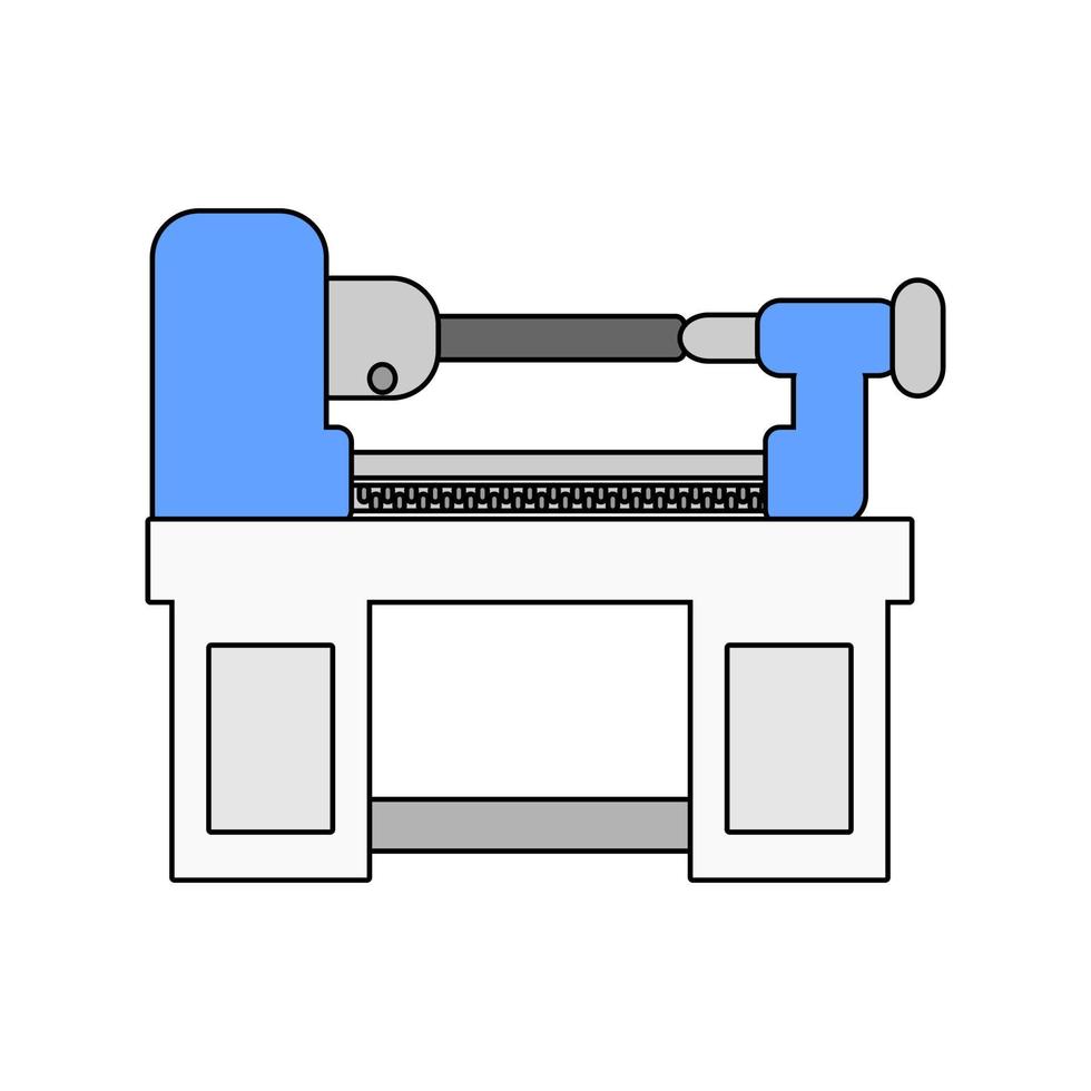 ilustración de icono plano de máquina de torno. bueno para su diseño sobre el proceso de mecanizado o fabricación. bueno para su presentación de diseño de elementos, cartel, ui, vector