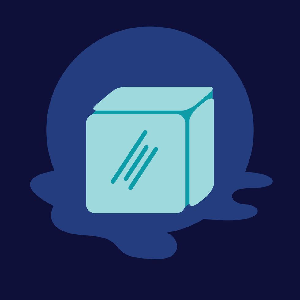 ice cube with melted part simple icon vector